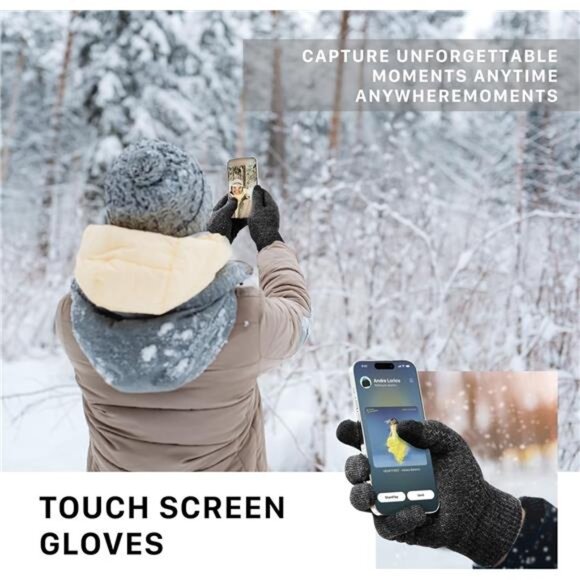 Winter Gloves for Women Men Touchscreen Thermal Knit Warm Cold Weather Gloves - Picture 3 of 8